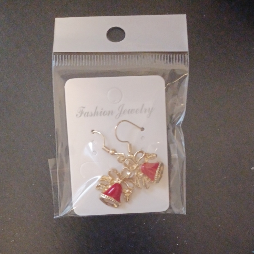 Gold and Red Bell Earrings